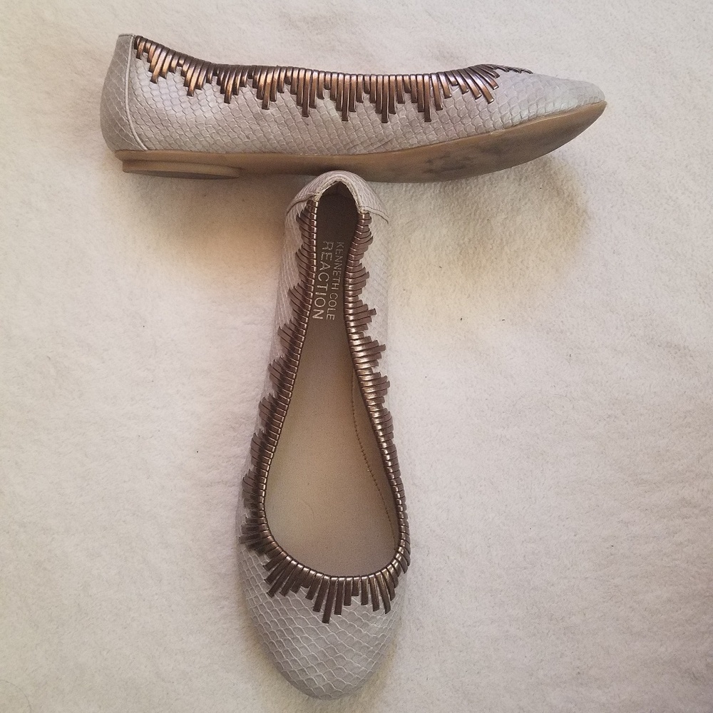 Kenneth Cole, flats, bronze & cream
